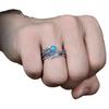 Open Ring S925 Silver Plated Vintage Thai Jewelry Synthetic Turquoise Feather Unisex Adjustable Tail Ring