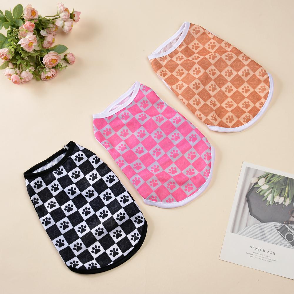 Dog Cat T-shirt Summer Breathable Vest Clothes For Small Medium Dogs Cats Soft Cozy Puppy Paw Prints Costume Chihuahua Pug Coat