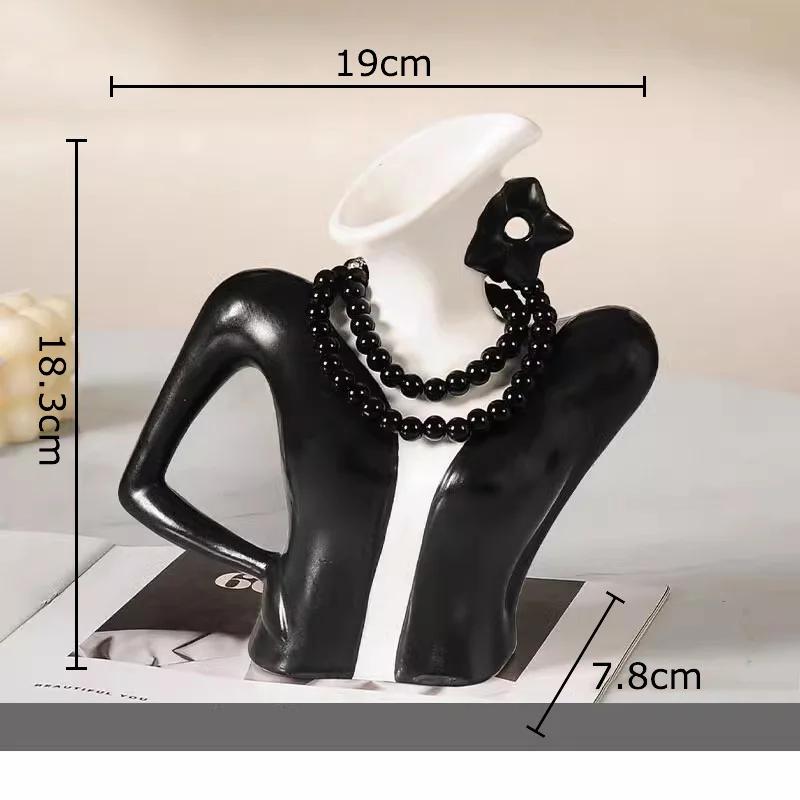 Elegant Dames Ceramic Vase Creative Figures Flower Pots Desk Decoration Flowers Arrangement Floral Vases Room Aesthetic Decor