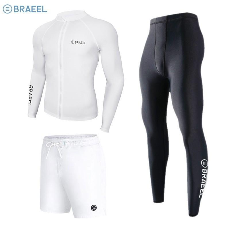 Mens UV Protection Rash Guard Set Long Sleeve Top Pants Quick Dry Swimwear Snorkeling Diving Surfing