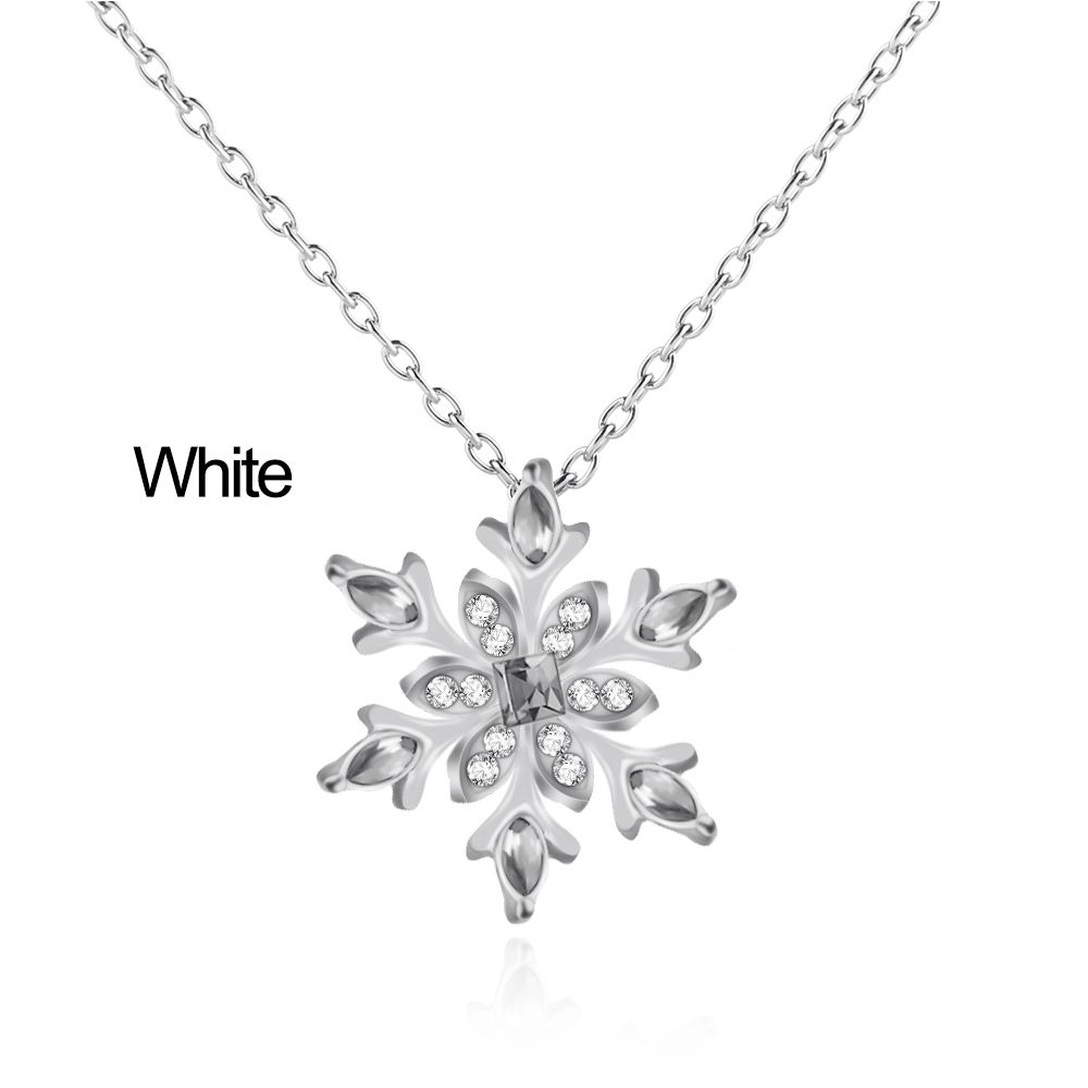 Women Frozen Snowflake Necklace Silver Plated Rhinestone Crystal Pendant Chain Christmas Gift