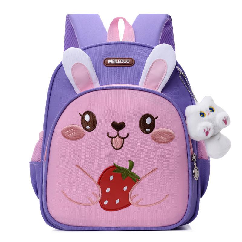 Children School Backpack With Oxford Material And Rabbit Car Pattern For Kids