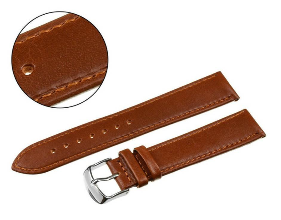 Pasek pacific 20 mm xl w44l gładki jasnobrązowy pasek, brązowe przeszycie