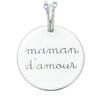 [R2563] - Silver 'Maman d'Amour' Silver Pendant (rhodium) - 15mm