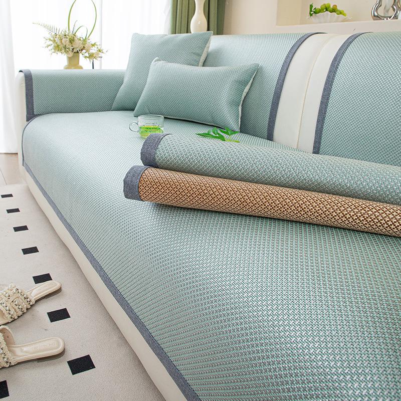 Летний новый легкий роскошный коврик из ледяного ротанга, подушка для дивана, универсальный для всех сезонов, чехол для прохладной подушки из ледяного шелка, нескользящая накидка, ткань для сиденья