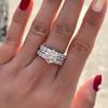 Classic Sterling Bridal Rings Women for Wedding Brilliant White Cubic Zirconia Trend 3Pcs Female Rings Jewelry