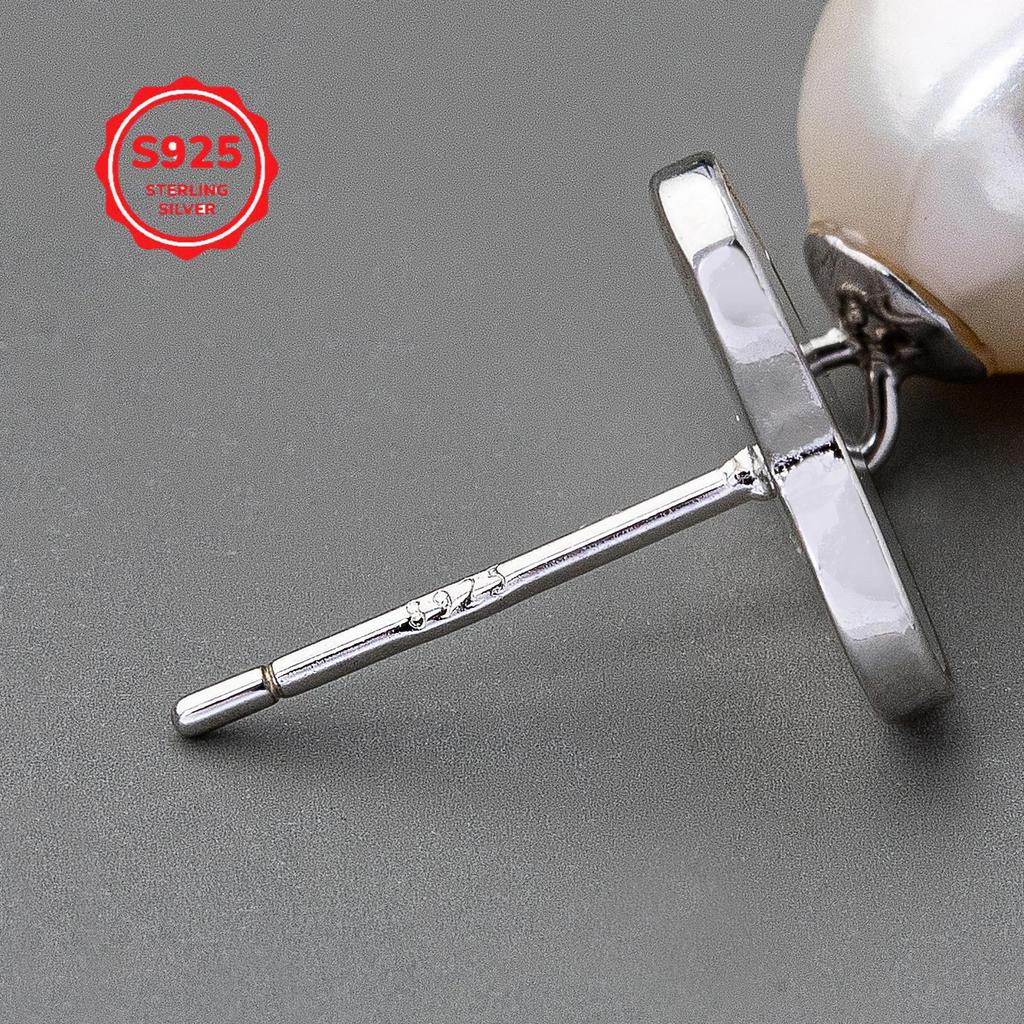 Серьги-пусеты из стерлингового серебра 925 пробы в форме сердца с жемчугом из раковины - Идеально для Дня святого Валентина или Дня матери