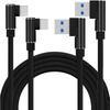 [LALASTA] USB Cable L-shape Type C 2 Pieces Set Black 1m + 3m Total of 2 Pieces (type-c, Black)
