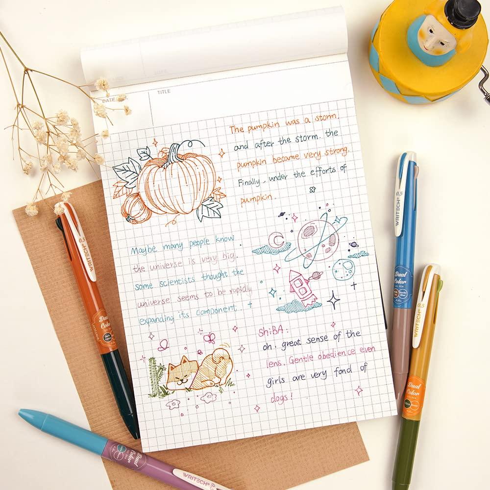 Writech Разноцветные гелевые ручки с тонким стержнем, ассорти, без ручек, ручки 2-в-1, 8 штук, ручки 0,5 мм, чернила, для ведения дневника, письма, заметок, эскизов, не протекают,