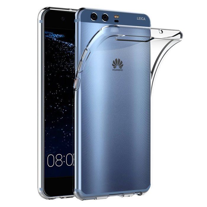 Coque et tour de cou pour Huawei P10 - TPU Souple Transparent Cordon Noir réglable Phonillico®