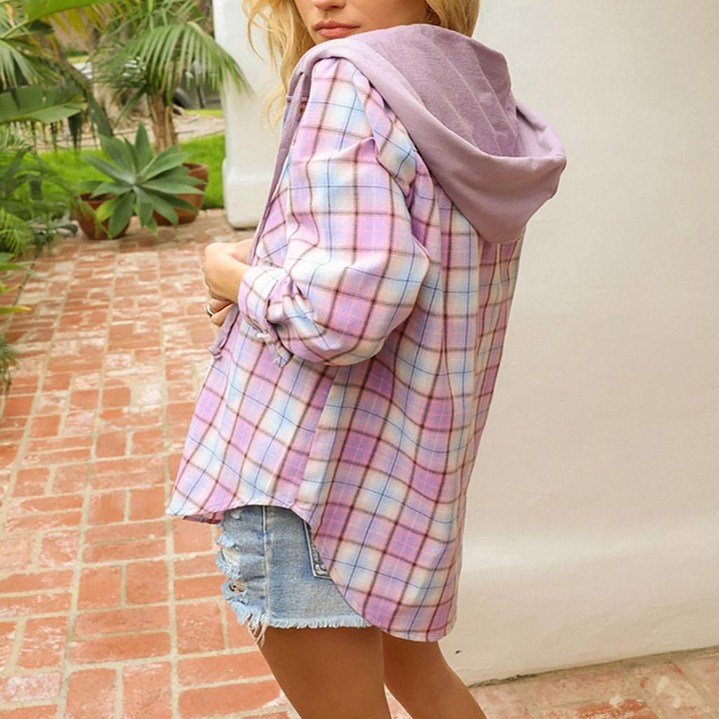 Модная женская повседневная рубашка с капюшоном и длинными рукавами с принтом и капюшоном