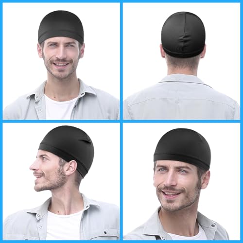 Men’s Wavy Silk Round Cap Black 2PCS