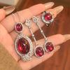 Set Earrings Necklace Ring Copper Jewelry Corundum Vintage Exquisite High Luxury Women'S
