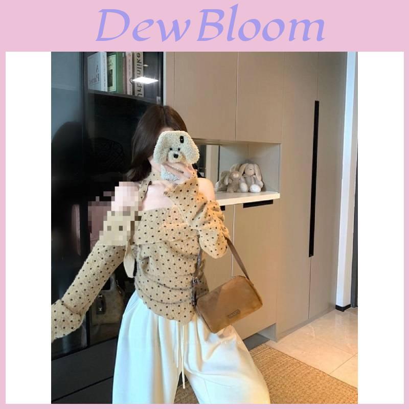Oversized Dot Print T Shirt With Oneshoulder Neckline And Embroidery For Women Spring