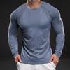 New Quick-dry Ice Silk Long-sleeved T-shirt Men's Casual Sports Elastic Fitness Outdoor T-shirt Top
