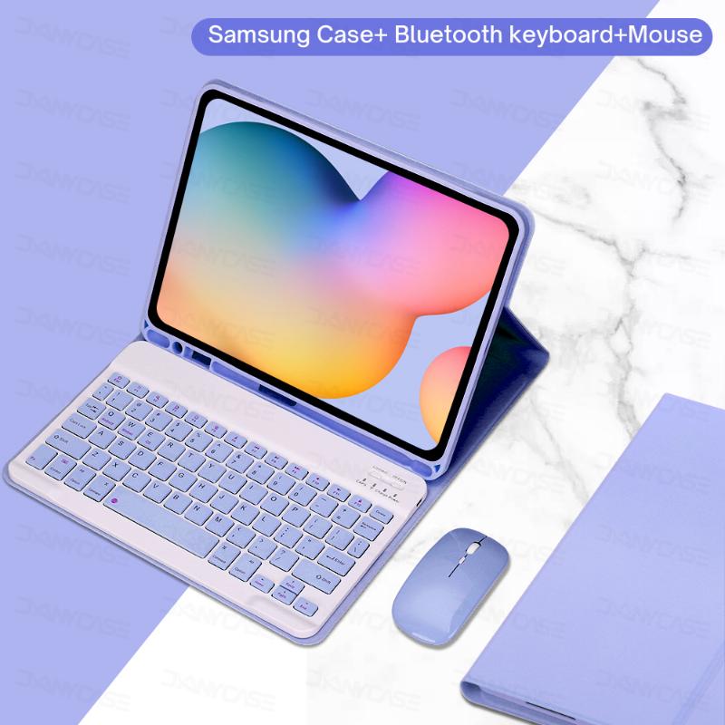 Чехол для Samsung Galaxy Tab A8 10,5 S6 Lite 10,4 S7 S8 11 с Bluetooth-клавиатурой и мышью с гнездом для ручки