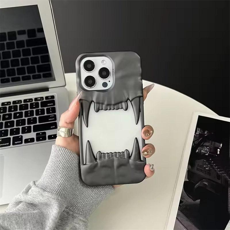 Чехол для телефона с 3D-гальваническим покрытием «Тигровые зубы» для iPhone 16, 15, 14 Plus, 13, 12, 11 Pro Max, роскошный противоударный защитный мягкий чехол