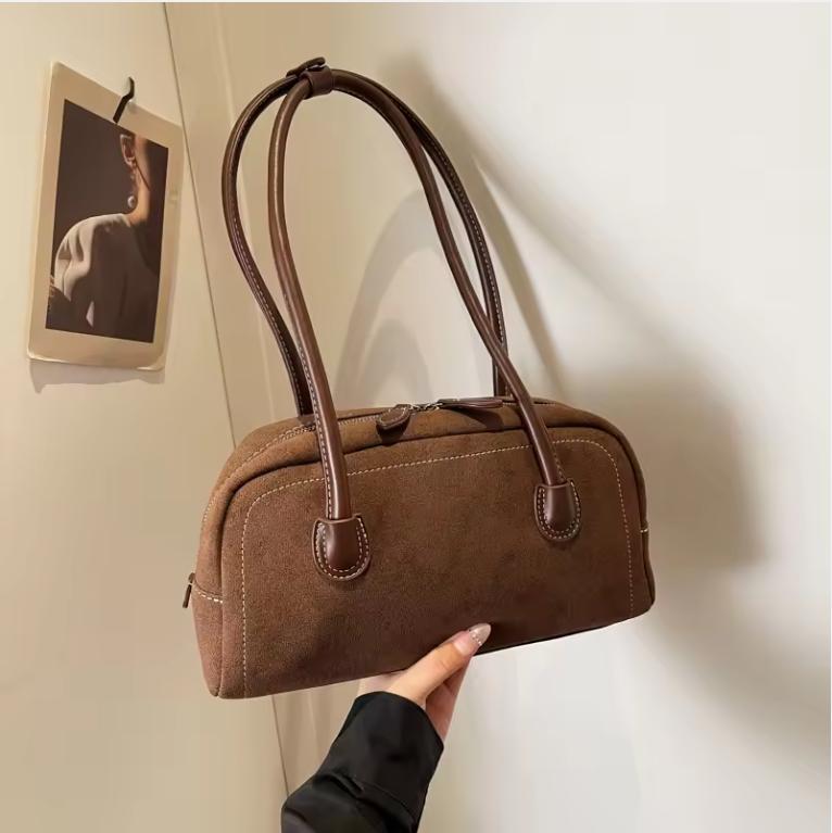 Women Shoulder Bag Multi Pocket Underarm Bag Faux Suede Tote Purse Zipper Satchel Bag Designer Brand Ladies Shoulder Bag