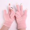 Gloves Cute Woolen Knitted Gloves Winter Thickened Warm Gloves Outdoor Leaky Finger Touch Screen Cold Proof Gloves Warm Gloves