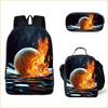School Season Three-Piece Set School Bag Pencil Bag Lunch Bag Street Tide Basketball Football Picture Backpack Set