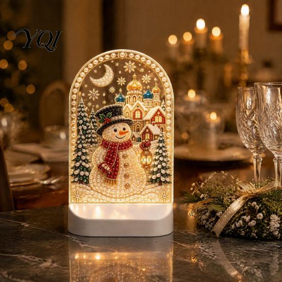 Modern Desktop Ornaments Christmas Pearl Light for Holiday Home Decor, Acrylic LED Decorative Elegant Room Accents Lamp with Soft Glow Bedroom