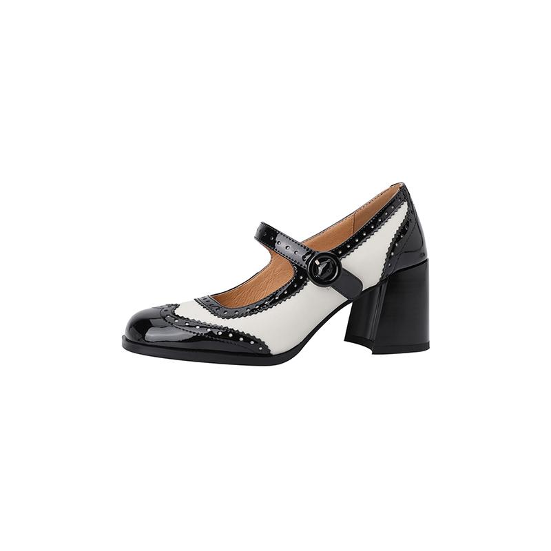 Мода 2025 Новые Лакированные Туфли Мэри Джейн Женские LEISURE Пряжка Лодочки с Мелким Вырезом Квадратный Носок Толстый Каблук Обувь Женская Zapatos De Mujer