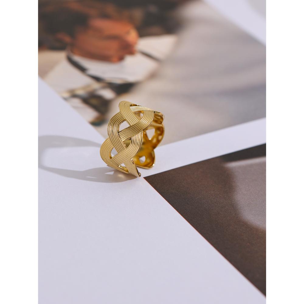 Eetit Кольцо из нержавеющей стали ручной работы с геометрическим узором для женщин