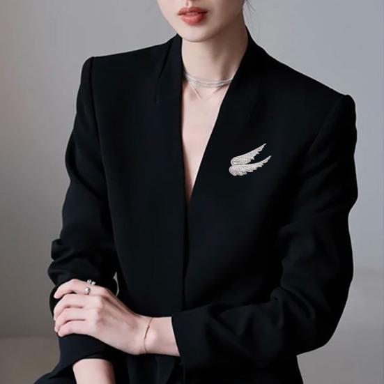 Брошь с блестящими стразами, булавка, коллекция тонкой работы, полировка, крылья ангела, элегантная брошь с перьями, аксессуары для костюма