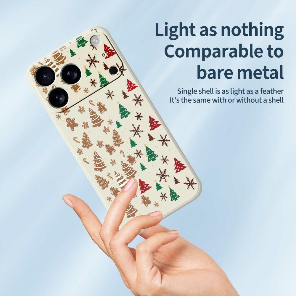 For iPhone 17 Pro Max Case Christmas Tree Gingerbread Pattern Printing Straight Edge TPU Phone Back Cover