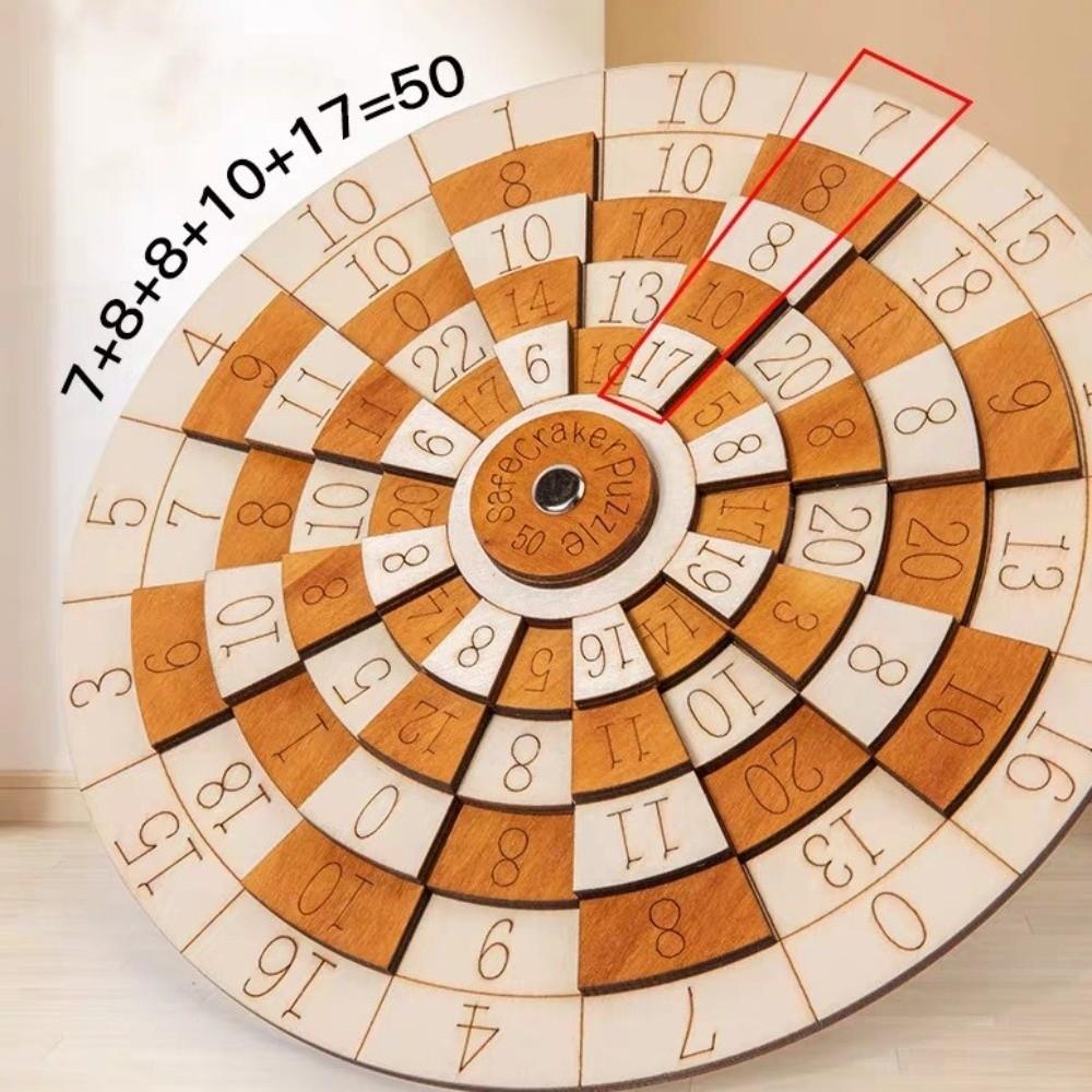 Difficult Math Game Number Puzzle Round Turntable Brain Teaser Toy Wooden Puzzle Children Learning