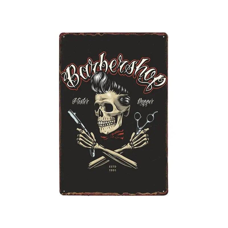 Hohappyme Vintage Barber Shop Metal Signs Barbershop Poster Bar Pub Retro Plaque Haircut and Shave Beard Iron Plates 20x30 Cm