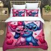 Cartoon Lilo & Stitch pattern bedding, duvet cover and pillowcases, birthday gift (1 duvet cover + 2 pillowcases, pillow insert not included)