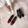 2123-2 French Square Head Cross Strap Square Heel Mary Jane Single Shoes Autumn New French Versatile Low Heel Single Shoes Women