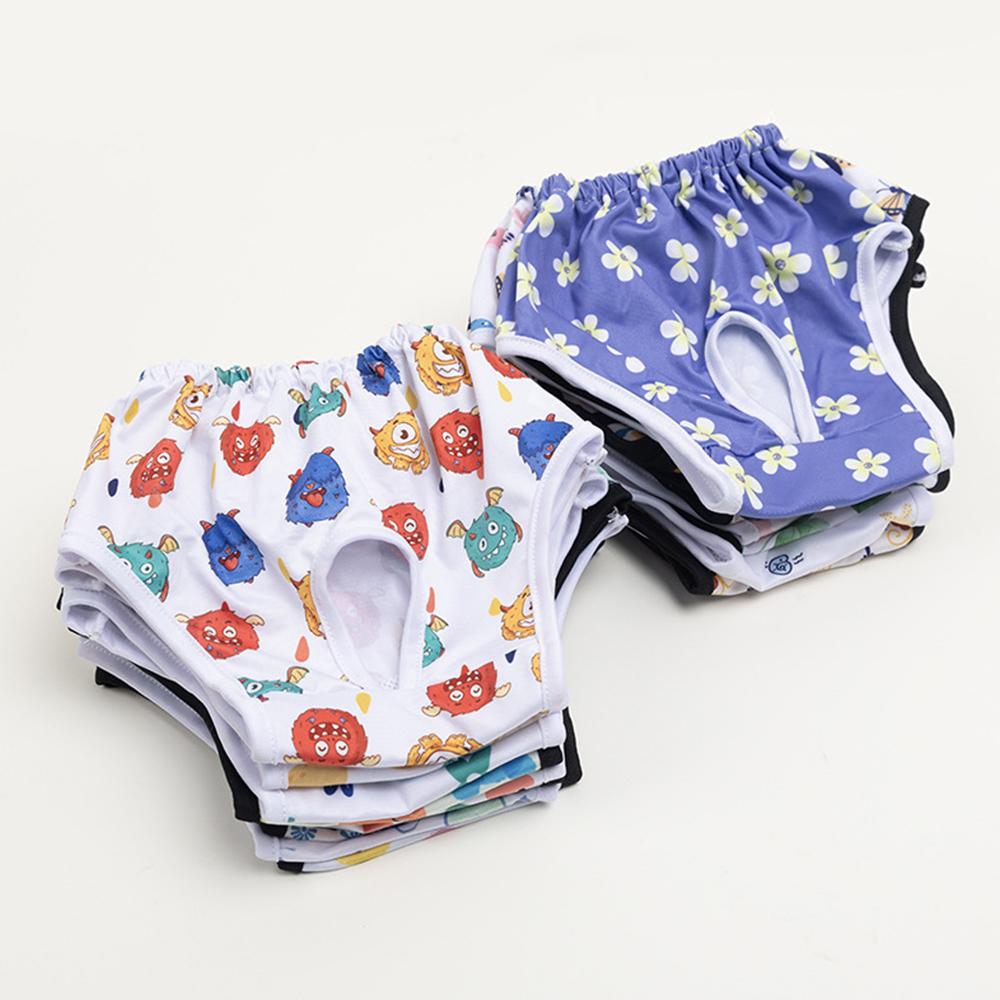 Физиологические штаны для домашних животных, впитывающие подгузники для собак, узор, нижнее белье для домашних животных, дышащая многоразовая одежда для собак, эластичные штаны для щенков