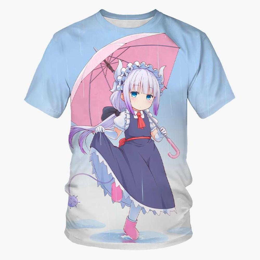 Футболка с принтом аниме «Dragon Maid Kanna Kamui» с 3D-принтом, унисекс, повседневная футболка Harajuku с короткими рукавами, японская манга, детский топ 100-6XL