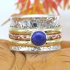 Кольцо Spinner Твердые ювелирные изделия из стерлингового серебра 925 пробы, Кольцо Lapis Lazuli, Spinner band Three Tone Ювелирные изделия ручной работы Подарок на годовщину