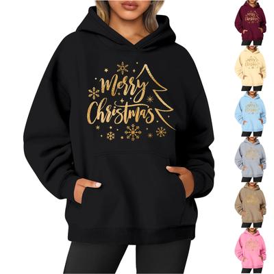 Женская толстовка с круглым вырезом и длинными рукавами с рождественским принтом