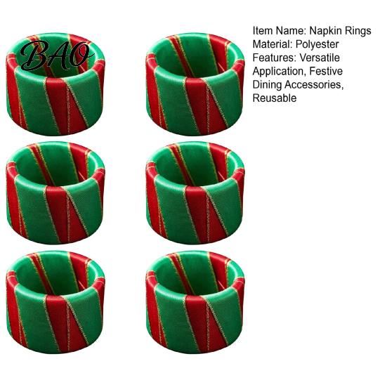 Christmas Gift for Hostess 6Pcs Napkin Rings, Red And Green Decorative Holders, Elegant Table Decorations Holidays Reusable Festive Bands Holiday