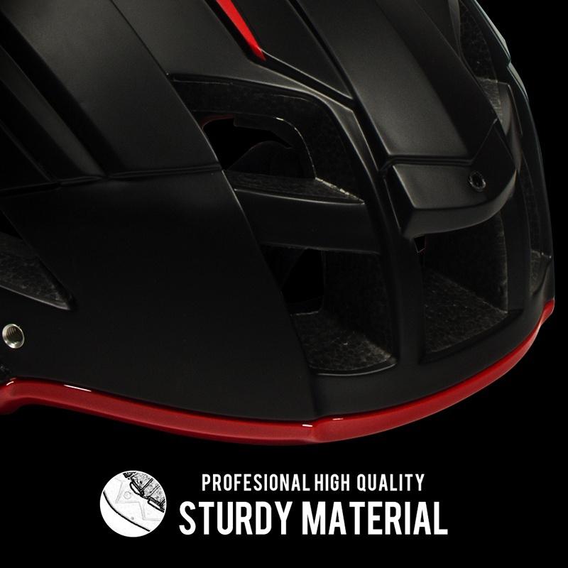 Queshark Cycling Helmet with Removable Thicken Brim MTB Road Bike Helmet Bicycle Motorcycle Riding Racing Safety Cap with Visor