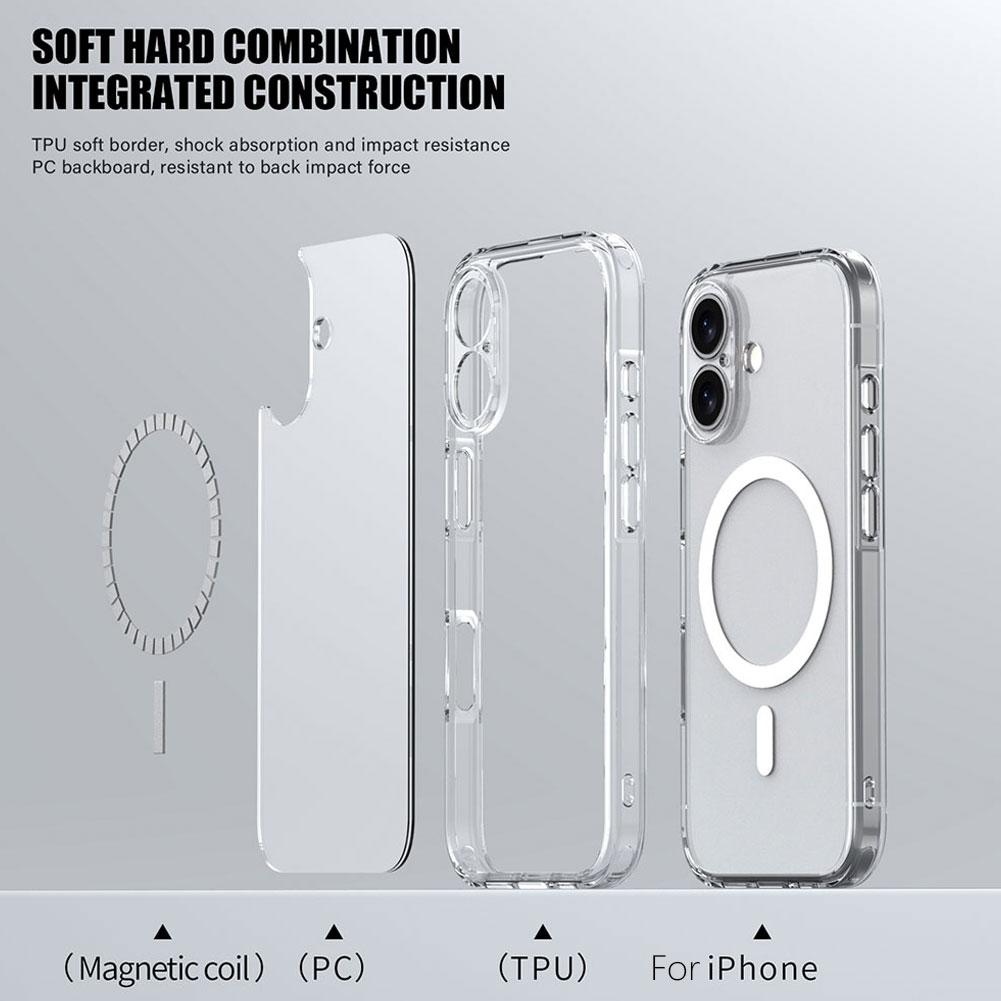 Роскошный прозрачный противоударный магнитный чехол MagSafe для iPhone 17 Air 17Pro 17 Pro Max, жесткая задняя крышка, поддержка беспроводной зарядки