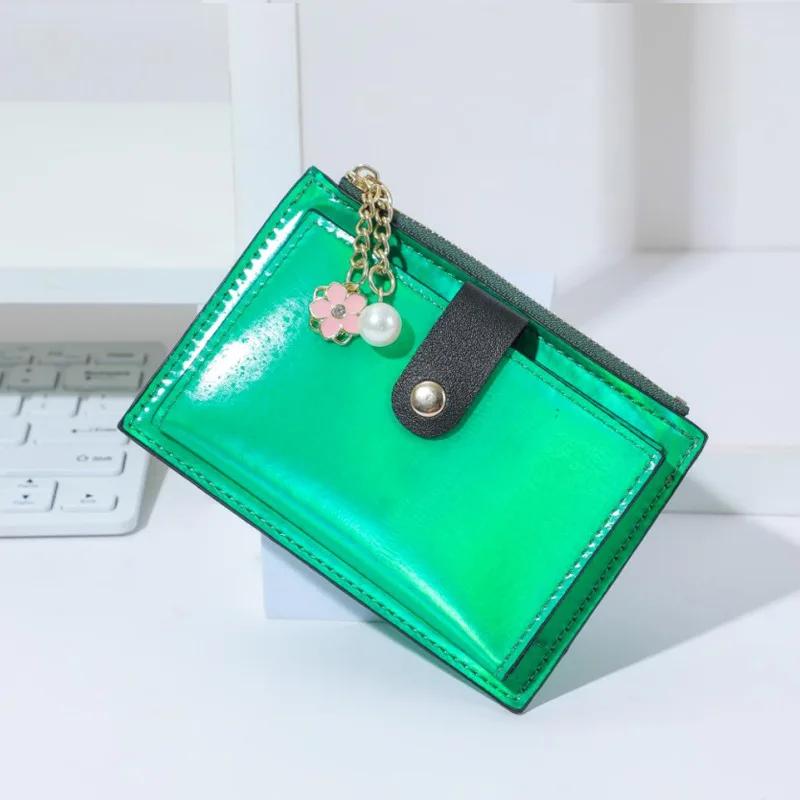 Женский модный короткий кошелек, кошелек из лазерной цветной искусственной кожи, кошелек с нулевой ручкой, держатель для кредитных карт, сумки, чехол для нескольких карт