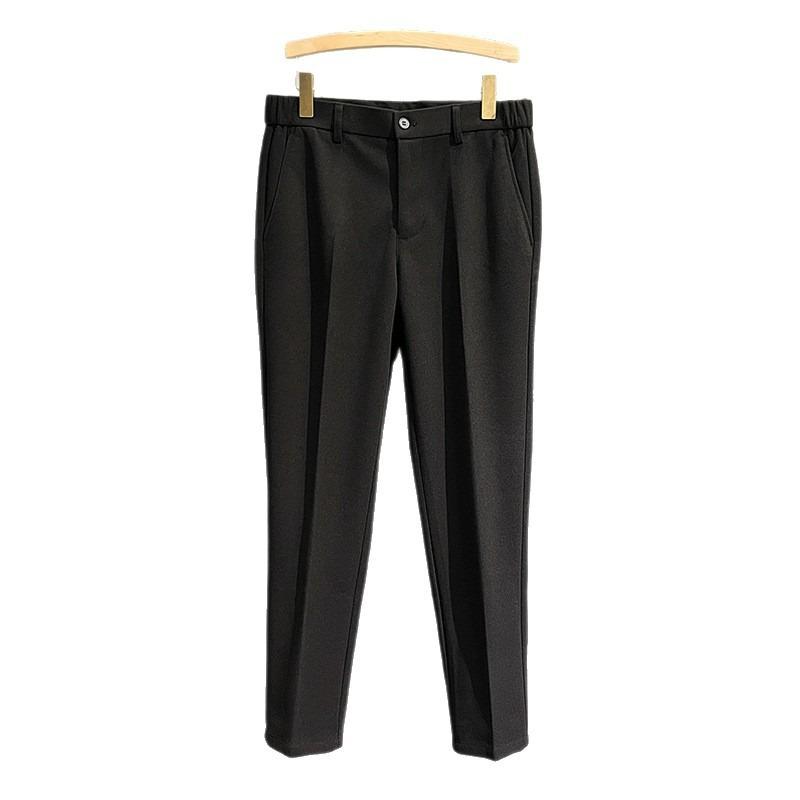 Осень и зима новые мужские брюки деловые повседневные мужские прямые зауженные брюки длинные брюки универсальный однотонный синий мужская одежда