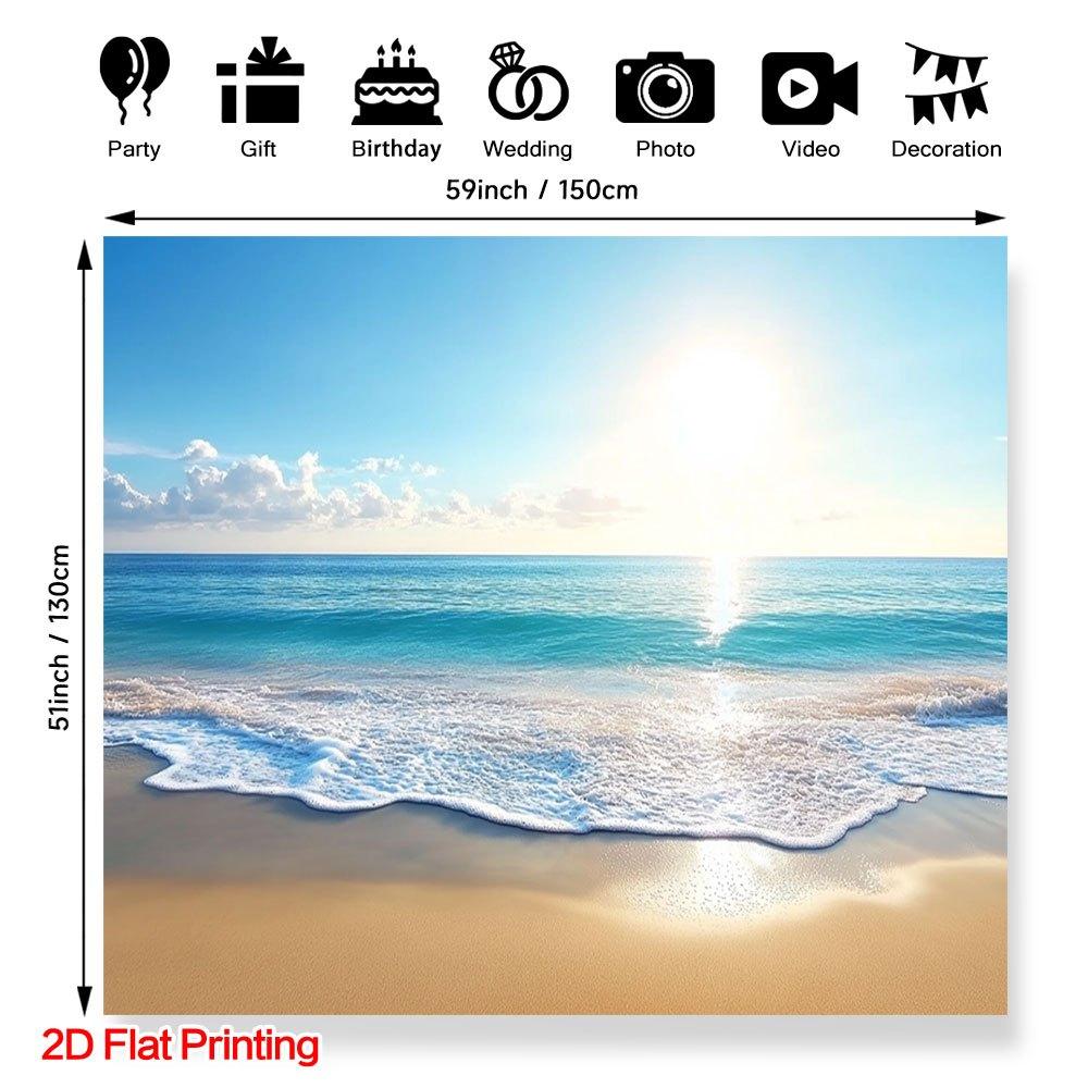 1 piece 2D flat-printed sunset beach scene photography background | Polyester fabric, suitable for home and garden use