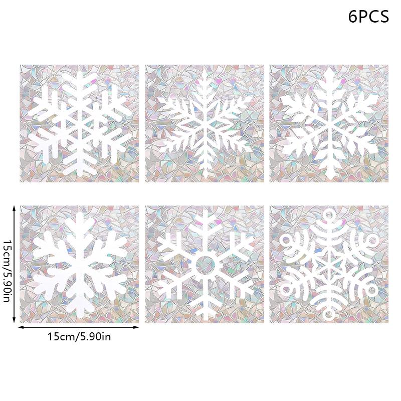 6 шт. Ловец солнца Снежинка Наклейка на окно Электростатическая Съемная Наклейка на стекло Снежинка Рождественское Украшение для спальни Гостиной