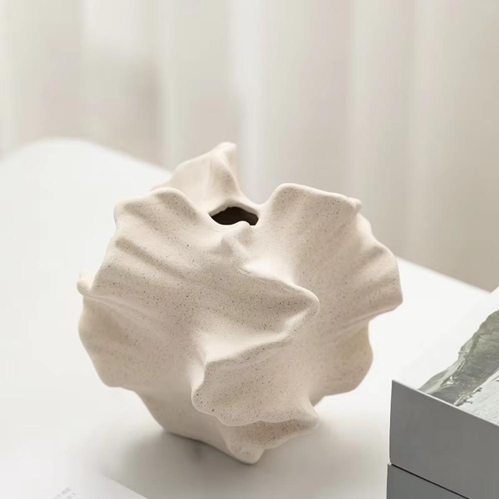 Petal Shape Hydroponics Flower Vase Fashion Ceramic Vase Geometric Wavy Vase  Home Accessories