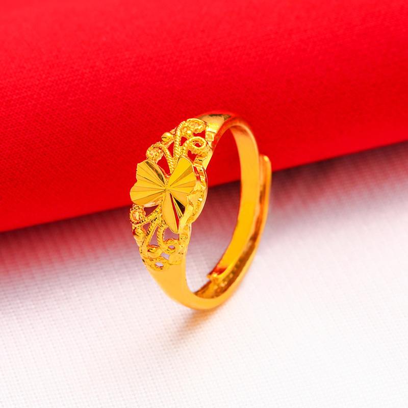 Gold Plated Lucky Ring Opening Adjustable Simple Transfer Ring For Women All-Match Luxury Finger Accessories