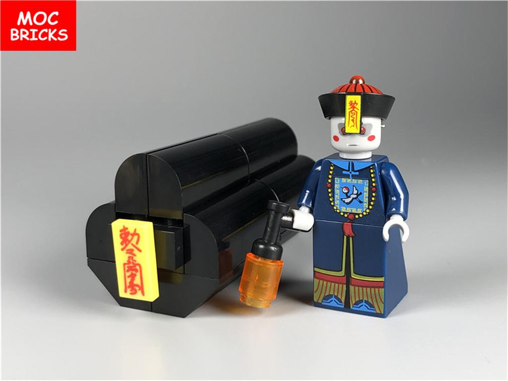 MOC Блоки Зомби Китайская Культура Гроб Хэллоуин Модель Фигурка Действия Собранные Строительные Кирпичики Пластиковый Материал Куклы Игрушки