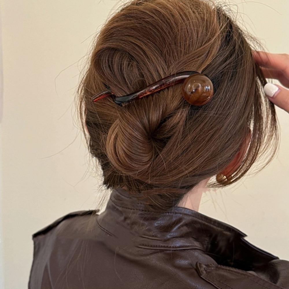 Frog Buckle Line Grab Clip Hairpin Ponytail Clip Retro Bead Twisted Clip  Back Head