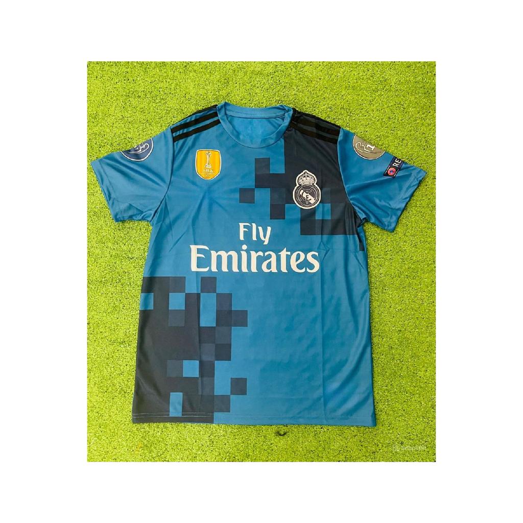 Real Madrid C. Ronaldo Number 7 Number 2017-2018 Short Arm Turquoise Jersey Etc.