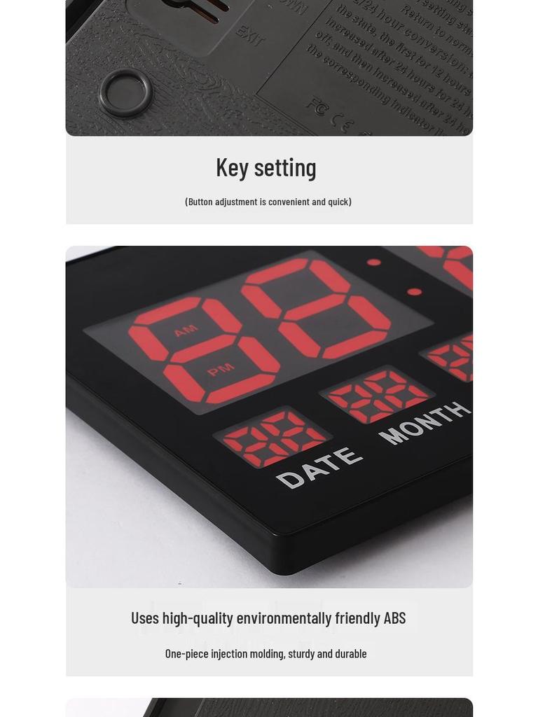 Большие светодиодные настенные часы - Английский дисплей с функцией подключения для гостиной